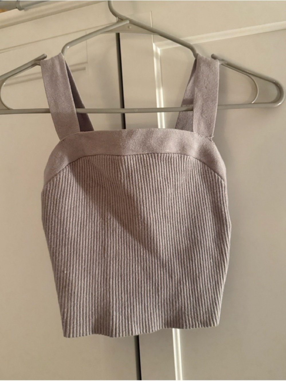 Abercrombie & Fitch Ribbed Square-Neck Tank Top in Light grey
